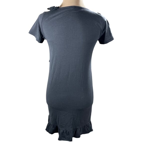 J Crew Knit T-Shirt Dress Grey Ruffle Scoop Neck Short Sleeve Size XS Extra Smal - Picture 3 of 9